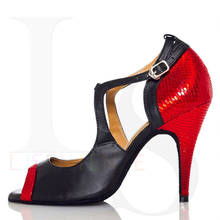 Fashion Black&Red Glitter Latin Dance Shoes Woman Popular High Heels Tango Salsa Paso doble cha-cha Rumba Jive LJSENTENCE L010 2024 - buy cheap