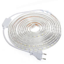 Fita de luz com 60leds por metro para jardim ao ar livre, faixa de iluminação, smd 5050, flexível, à prova d'água, tomada ue, 1m, 2m, 5m, 6m, luminosidade externa