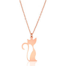 Collar de joyería de plata de ley 925 colgante de gato chapado en oro rosa con cadena de 45cm de largo 2024 - compra barato