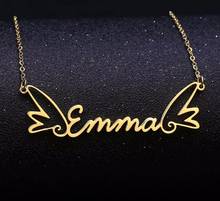 Angel Wings Necklace Personalized Angel Name Pendant Stainless Steel Wing Nameplate Choker Women Girl Jewelry Cute Gift for Wife 2024 - buy cheap