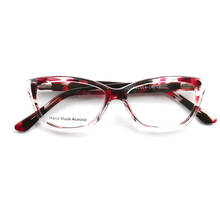 Armações de óculos femininos redondos de tartaruga, armações para óculos de olho de gato com estampa de leopardo, moda retrô, vermelho e azul rx 2024 - compre barato