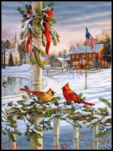 Christmas Cardinals - Counted Cross Stitch Kits - DIY Handmade Needlework for Embroidery 14 ct Cross Stitch Sets DMC Color 2024 - buy cheap