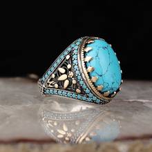 Anel de prata esterlina 925 pedra preciosa turquesa 2024 - compre barato