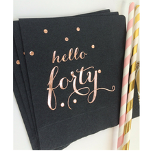 Personalised Hello Forty Black Metallic Rose Foil Cocktail Beverage Napkins 3 Ply Happy Birthday 40th Hello Forty Rose Gold Foil 2024 - buy cheap