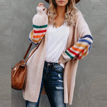 Women's Long Batwing Sleeve Open Front Chunky Knit Cardigan Sweater Striped Printed Knitwear Large Size Knitted Female Coat 2024 - buy cheap