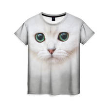 Camiseta feminina gato branco 3d 2024 - compre barato