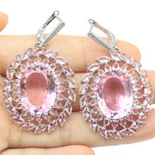 55x31mm Big European Design 2021 New Arrival Created Pink Kunzite CZ For Woman's Dating Silver Earrings 2024 - buy cheap