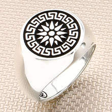 Anillo de plata de Sol para hombre, anillo de Plata de Ley 925, Hecho en Turquía, sólido 2024 - compra barato