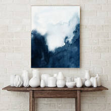 Pintura abstrata azul índigo, aquarela, moderno, minimalista, arte de parede, impressões em tela, poster nórdico, decoração de casa, sala de estar, quarto 2024 - compre barato
