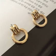 Small Gold Color Cute Circle Buckle Shape Stud Earrings For Women Girl Delicate Tiny Jewelry  Gift High Quality Performance 2024 - buy cheap