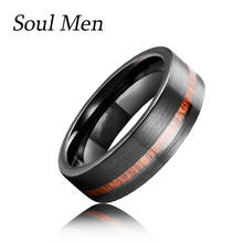 6mm Tungsten Carbide Wedding Ring Brushed or Hammered Unisex Engagement Ring Wood Inlaid Black 2024 - buy cheap