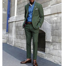 YiMinpwp Hunter Green Men Suits Formal Slim Fit Peaked Lapel One Button Prom Suits  2 Piece Jacket+Pant 2024 - buy cheap