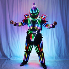 Traje de Robot LED a todo Color, traje de baile de escenario Tron RGB, traje luminoso iluminado, ropa de equipo, vestido de Cosplay, chaleco, discoteca 2024 - compra barato