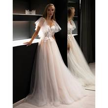 Princess Tulle Sleeves A-Line Wedding Dresses Sweetheart Neckline Appliques Lace Top Tulle Floor Length Custom Made Bridal Gowns 2024 - buy cheap