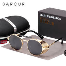 BARCUR Retro Round Polarized Steampunk Sunglasses Men Sun Glasses For Women Vintage Style UV400 2024 - buy cheap