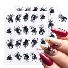 Стикеры для ногтей с черным пауком, наклейки на молнии, дизайн кота для нейл-арта, Переводные на воду слайдеры, украшения из фольги, маникюрн... 2024 - купить недорого