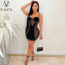 Новинка 2021, прозрачное облегающее пляжное однотонное платье VAZN в стиле бохо без рукавов, сексуальное обычное платье, женское элегантное модное платье 2024 - купить недорого