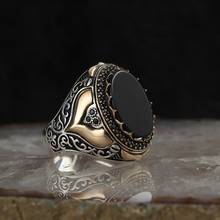 Onyx Stone anillo de plata para hombre 2024 - compra barato