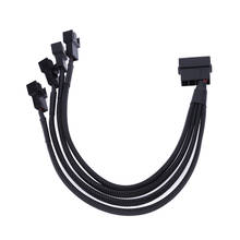 Black Sleeved 4pin IDE Molex to 4-Port 3Pin/4Pin Power Supply Plug Cooler Cooling Fan Splitter Power Cable Wire for PC Computer 2024 - купить недорого