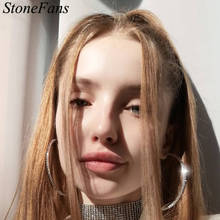 Stonefans-pendientes redondos grandes con diamantes de imitación para mujer, aretes de aro grandes de cristal exagerados, artículos al por mayor 2024 - compra barato