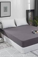 Pure %100 Cotton Combing Luxury Solid Smoke Fitted Sheet Elastic Bed Linens Mattress Cover 160x200 Comfortable Modern 2020 2024 - buy cheap