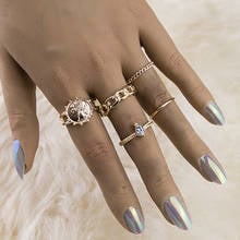 ZHINI Gothic Gold Wedding Ring Vintage Gold Color Ring Sets for Women Simple Crystal Zircon Ring Fashion Jewelry Gift 2020 New 2024 - buy cheap