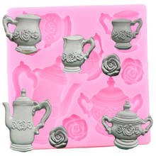 3D Teapot Teacup Silicone Molds DIY Rose Flower Cake Border Fondant Cake Decorating Tools Candy Clay Chocolate Gumpaste Moulds 2024 - buy cheap