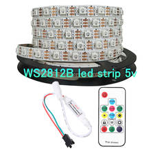 WS2812 Led Strip,Individually Addressable Smart WS2812B  RGB Led Strip Black/White PCB Waterproof IP30/65 DC5V 1m 2m 5m 14Key RF 2024 - buy cheap