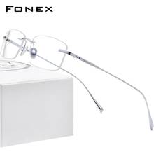 FONEX óculos de titânio puro homem sem aro prescrição óculos quadrados 2020 novo luxo feminino miopia armação óptica eyewear 8562 2024 - compre barato