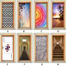 Custom DIY Door Stickers Stairs Poker PVC Waterproof Wallpaper For Doors Living Room Bedroom Home Decor Mural DIY Renovation 2024 - buy cheap