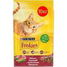 Сухой корм Friskies для взрослых кошек с мясом и полезными овощами, Пакет, 10 кг 2024 - купить недорого
