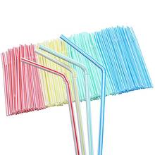100 pcs Disposable Straws Flexible Plastic Straws Striped Multi Color Rainbow Drinking Straws Bar Kitchen Accessories 2024 - buy cheap