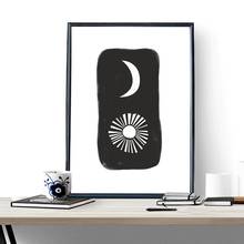 Black White SUN AND MOON Art Print Contemporary Minimalist Wall Art Canvas Painting Abstract Lines Poster Picture Home Decor 2024 - buy cheap