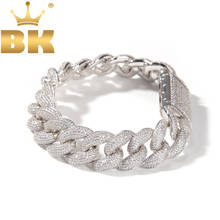 Цепочка Из кубинской цепи BLING KING 3D, роскошное ожерелье в стиле хип-хоп с белым кубическим цирконием, модные подвески Zinconia 2024 - купить недорого