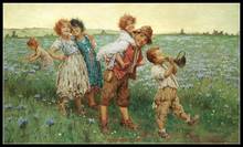 Children playing in a field - Counted Cross Stitch Kits - DIY Handmade Needlework for Embroidery 14 ct Aida Cross Stitch Sets 2024 - buy cheap
