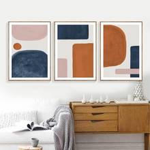 Абстрактные формы плакаты и принты сгоревшая оранжевая синяя Румяна розовая Настенная картина средневековая Современная Картина на холсте домашний декор для стен 2024 - купить недорого