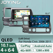 Автомагнитола 9 дюймов, Android, 1 Din, радио, стерео для Honda Civic 2006, 2011, GPS, мультимедийный плеер, задняя камера, 4G модем, DSP, Carplay, DVR 2024 - купить недорого