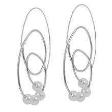 ZHINI Bohemian Natural Freshwater Pearl Earrings for Women Trendy Big Circle Geometric Statement Dangle Earring 2020 brincos 2024 - buy cheap