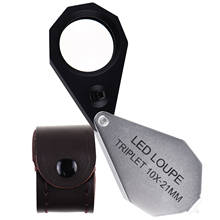 Mini 10x Magnification Jeweler Loupe 21mm Lens Foldable Tools 6 LED Light Optic Lens Jeweler 2024 - buy cheap