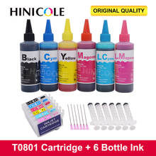 HINICOLE T0801 - T0806 XL Printer Ink Cartridges + 600ml Bottle Ink Refill Kits For Epson Stylus RX560 585 610 650 685 PX650W 2024 - buy cheap