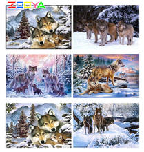 ZOOYA Diamond Painting Full Square Wolf Familis Drill Home Decoration Cross Stitch Mosaic Diamond Embroidery Needlework SF092 2024 - buy cheap
