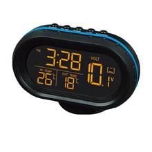 Многофункциональные автомобильные температурные Часы Вольтметр Автомобильный термометр электронные часы автомобильный ночной Светильник 2024 - купить недорого