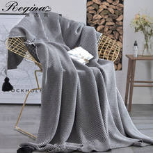 REGINA Luxury Pure Cotton Knitted Blanket Throw Home Decoration Classic Black White Texture Tassel Plaid Blankets For Bed Sofa 2024 - buy cheap