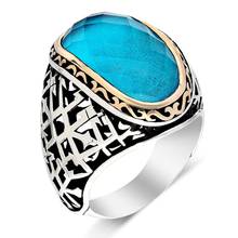 925 Sterling Silver Ring For Man Real Pure 7 Colors Zircon Stones Embroidered Patterned Handmade Turkish Jewelry 2024 - buy cheap