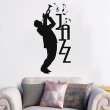 Man Silhouette Playing Trumpet Instruments Wall Sticker Music Instrument For Home And Music Room Decoration A001707 2024 - buy cheap