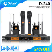 Debra Audio D-240 UHF 4 Channel Handheld Or Bodypack Lavalier & Headset Wireless Microphone System For Speech Karaoke Party 2024 - buy cheap