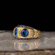 Zircão azul pedra caneta İşçilikli lapidando acabamento 925 prata esterlina masculino anel 2024 - compre barato