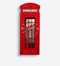 Reloj de pared de madera con diseño de cabina de Londres para teléfono rojo personalizado, modelo 1-1, calidad confiable, decoración económica 2024 - compra barato