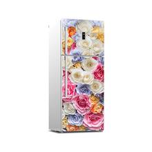 Adesivo de geladeira com rosas românticas, adesivo para porta da máquina de lavar louça, acessórios de papel de parede 3d para cozinha 2024 - compre barato