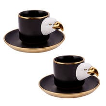 Karaca Eagle 2 Person Coffee Cup Set Turkish Coffee Espresso 2 Coffee Cups + 2 Saucers Made in Turkey %100 Original 2024 - buy cheap